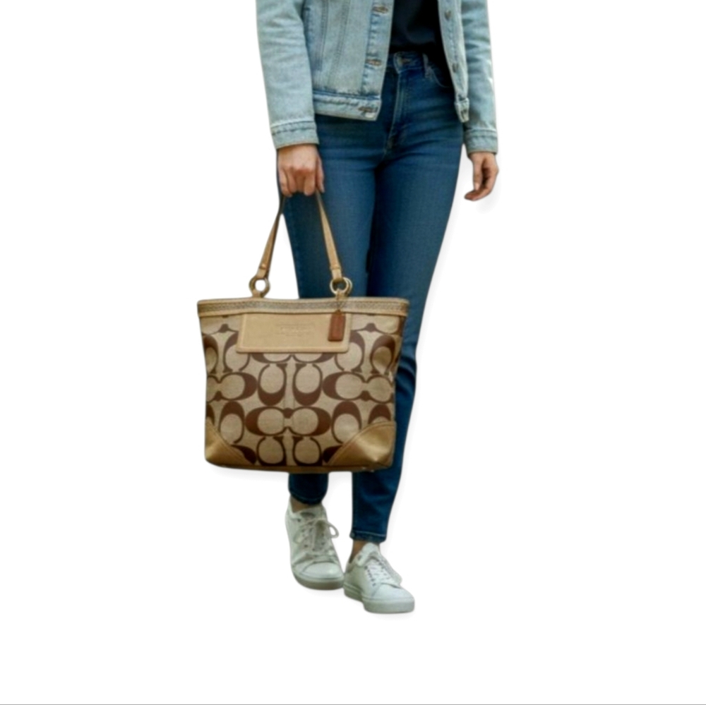 Vintage Coach Y2K Jacquard & Suede Leather Gallery Tote Very Gently Loved
